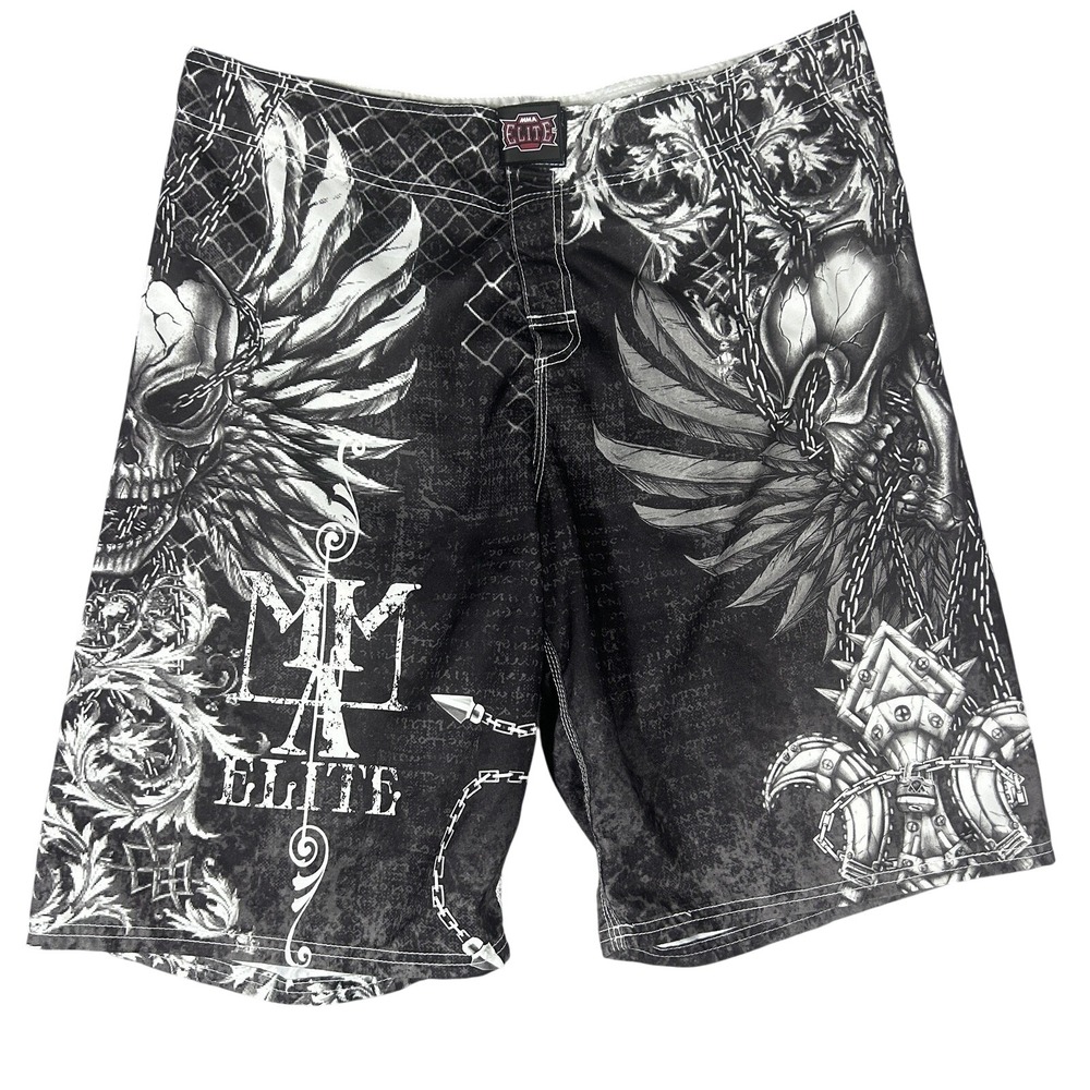 MMA Elite Fight Shorts Men's‎ L 38" Training Gym Boxing Streetwear Swim  Black